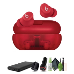 Beats by Dr. Dre Solo Buds, Wireless Bluetooth Earbuds (Transparent Red) Bundle With Accessories