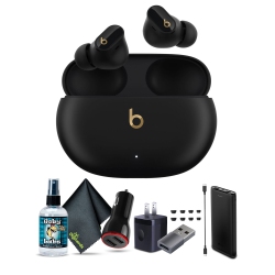 Beats by Dr. Dre Studio Buds+ Noise Canceling True Wireless In-Ear Headphones (Black and Gold) Bundle with Accessories