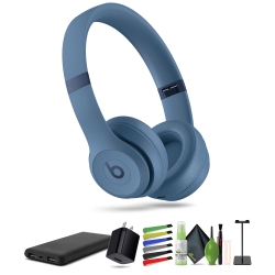 Beats by Dr. Dre Beats Solo 4 Wireless On-Ear Headphones (Slate Blue) Bundle