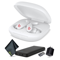 Beats Fit Pro Noise-Canceling True Wireless In-Ear Headphones (White) Bundle and Accessories