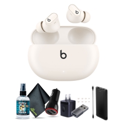 Beats by Dr. Dre Studio Buds+ Noise Canceling True Wireless In-Ear Headphones (Ivory) Bundle with Accessories