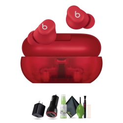 Beats Solo Buds, Wireless Bluetooth Earbuds (Transparent Red) Bundle With More Accessories