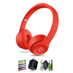 BEATS BY DR. DRE Beats Solo3 Wireless On-Ear Headphones (Citrus Red) Bundle With Accessories