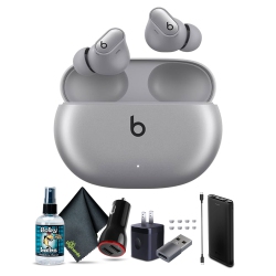 Beats by Dr. Dre Studio Buds+ Noise Canceling True Wireless In-Ear Headphones (Cosmic Silver) Bundle with Accessories