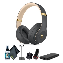 BEATS BY DR. DRE Beats Studio3 Wireless Bluetooth Headphones (Shadow / Skyline) Bundle With Accessories In Gray