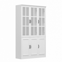 HOMSEE Tall Pantry Cabinet With Glass Doors, Adjustable Shelves, And Ample Storage for Kitchen Or Dining Room (47.2" W X 15.7" D X 78.7" H) In White