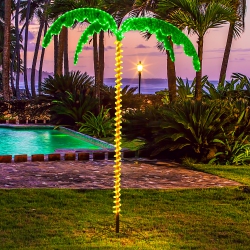 GYMAX 7.5 Ft Lighted Palm Tree W/332 Led Lights Holographic Trunk And Fronds Christmas