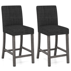 GYMAX 2PCs 24.5" Counter Height Bar Stools Modern Fabric Upholstered Kitchen Chairs