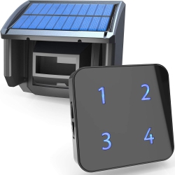 HTZSAFE 1/4 Mile Solar Driveway Alarm System, Up to 50Ft Wide Sensor Range, 3 Adjustable Sensitivities, Fully Weatherproof Outdoor Motion Sensor