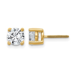 GEM AND HARMONY 1.50 Carat (Ctw Vs2, D-E) Lab Grown Diamond Solitaire Stud Earrings In 14K Gold With Screwbacks In Yellow