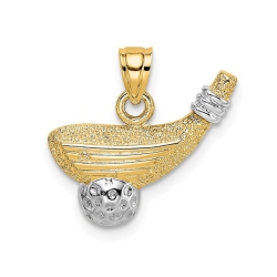 GEM AND HARMONY 10K Gold Golf Club And Ball Charm Pendant (No Chain) In Yellow