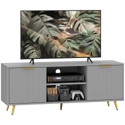 HOMCOM Tv Stand With Storage for 55 Inch Tv, Modern Tv Table With 2 Open Shelves And 2 Cabinets, Tv Console for Living Room In Grey