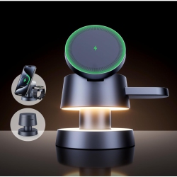 YOULIGHTS 4 In 1 Wireless Charging Station With Night-Lamp for Magsafe Magnetic Fast Charger Iphone Wireless Stand, Travel Charger Multiple Devices