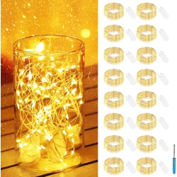 HTUTWOO 16 Pack Fairy Lights Battery Powered, 7Ft 20Led Mini String Lights Twinkle Lights Waterproof Wire Fairy Lights Battery Operated Mason Jar