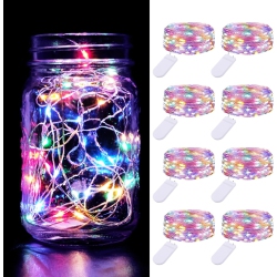 HTUTWOO Fairy Lights Battery Powered, 7Ft 20Led Twinkle Lights Waterproof Wire Mini String Lights Battery Operated Mason Jar Lights for Christmas