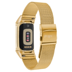 STRAPSCO Pro Mesh Strap for Fitbit Charge 6 - Gold - Medium-Long In Yellow