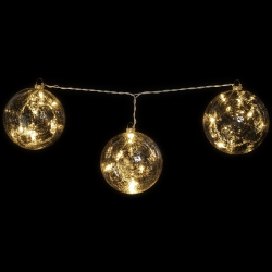 PENN Lighted Mercury Glass Finish Christmas Ball Ornaments - - Clear Lights - Set Of 3 In Silver