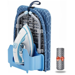 PRIME MADE Foldable Ironing Board \w Iron Holder, Tabletop Small Ironing Board \w 2 Heat Resistant Ironing Covers, Portable Tabletop Ironing Board \w