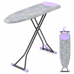 PRIME MADE Ironing Board, Iron Board \w Silicon Iron Rest, Extra Thick Heat Resistant Cover, Height Adjustable, Wall Mount & Closet Hanger Heavy Duty