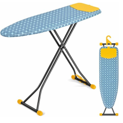 PRIME MADE Ironing Board, Iron Board \w Silicon Iron Rest, Extra Thick Heat Resistant Cover, Height Adjustable, Wall Mount & Closet Hanger Heavy Duty