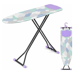 PRIME MADE Ironing Board, Iron Board \w Silicon Iron Rest, Extra Thick Heat Resistant Cover, Height Adjustable, Wall Mount & Closet Hanger Heavy Duty