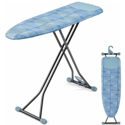 PRIME MADE Ironing Board, Iron Board \w Silicon Iron Rest, Extra Thick Heat Resistant Cover, Height Adjustable, Wall Mount & Closet Hanger Heavy Duty