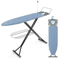 PRIME MADE Ironing Board, Compact Iron Board \w Iron Rest And Hanger And Silicone Irons Harness, 7 Adjustable Heights & Extra Thick Cover, Folding