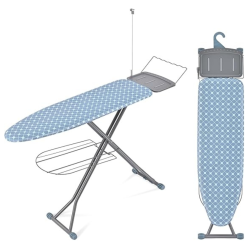 PRIME MADE Ironing Board, Compact Iron Board \w Iron Rest And Hanger And Silicone Irons Harness, 7 Adjustable Heights & Extra Thick Cover, Folding