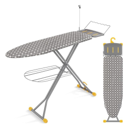 PRIME MADE Ironing Board, Compact Iron Board \w Iron Rest And Hanger And Silicone Irons Harness, 7 Adjustable Heights & Extra Thick Cover, Folding