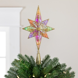 NORTHLIGHT Led Glitter Star Of Bethlehem Christmas Tree Topper - 14.5" - - Multi Lights In Gold