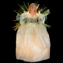 NORTHLIGHT Angel With Candle Lighted Christmas Tree Topper - 10.5" - - Clear Lights In Gold