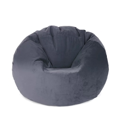 LOTUS LOUNGE CHAIR Medium Round Bud Velvet Bean Bag Cover - 27.5" X 27.5" - In Gray