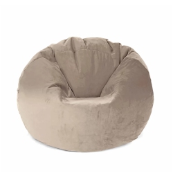 LOTUS LOUNGE CHAIR Medium Round Bud Velvet Bean Bag Cover - 27.5" X 27.5" - In Beige