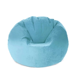 LOTUS LOUNGE CHAIR Extra Large Round Velvet Bean Bag Cover - 27.5" X 27.5" - Mint In Blue