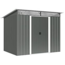 OUTSUNNY 8.5' X 6' Garden Storage Shed With Skylight, Metal Outdoor Shed Tool House With Double Doors for Patio Yard, Dark In Grey