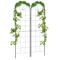 OUTSUNNY 2 PCs Garden Trellis for Climbing Plants, 71 X 20 In Outdoor Metal Trellis Plant Support Vine Trellises for Patio, Lawn, Backyard