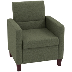 HOMCOM Modern Armchair, Fabric Accent Chair With Seat Cushion And Non-Slip Pads for Living Room, Bedroom, Dark In Green