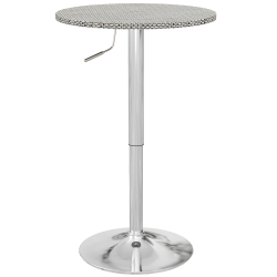 HOMCOM Round Bar Table for 2, Adjustable Pub Table With Pe Rattan Top And Steel Base, Modern Bistro Table for Home Bar, Small Dining Room, Beige
