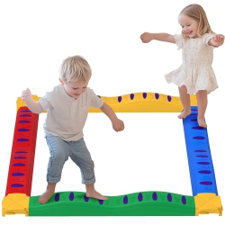 QABA Balance Beam, 12PCs Stepping Stones Kids \w Non-Slip Foot Pads, Toddler Sensory Toys Indoor Outdoor Obstacle Course Kids Fitness Equipment For
