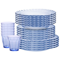 Duralex Le Picardie 24-Piece Tempered Glass Dinnerware Set - Marine