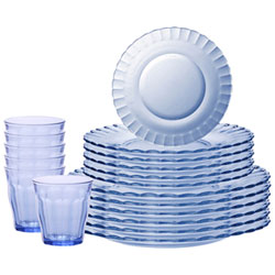 Duralex Le Picardie 18-Piece Tempered Glass Dinnerware Set - Marine