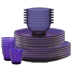 Duralex Lys 24-Piece Tempered Glass Dinnerware Set - Saphir