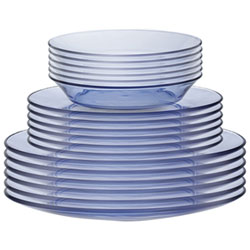 Duralex Lys 18-Piece Tempered Glass Dinnerware Set - Marine
