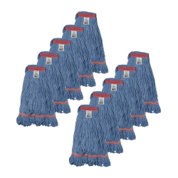 ATTAX Pack Of 10 Synthetic String Mop Heads, Looped End, Blue, Pro