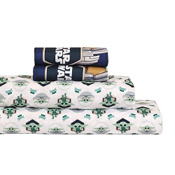 STAR WARS Mandalorian 4 PCs Full Sheet Set for Kids - Flat Sheet Fitted Sheet 2 Pillowcase