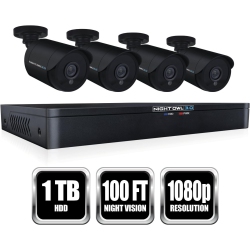 NIGHT OWL Wm-841-2Mp 8 Channel HD Video Security Dvr With 1 Tb HDD And 4X 1080P HD Wired Bullet Cameras
