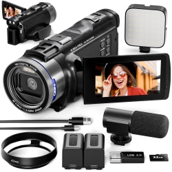 NBD 4K Video Camera Camcorder, 48Mp Vlogging Camera for 16X Digital Zoom, Camcorder \w Flip Screen. Wifi & Remote Camera \w Ultra-Long Battery