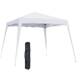 OUTSUNNY 8' X 8' Pop Up Canopy Tent With Inclined Legs, Portable Party Tent Gazebo With Carrying Bag for Garden, Camping, Party, Picnic In White