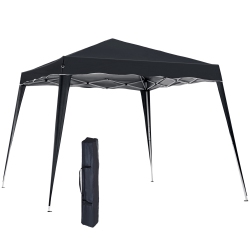 OUTSUNNY 8' X 8' Pop Up Canopy Tent With Inclined Legs, Portable Party Tent Gazebo With Carrying Bag for Garden, Camping, Party, Picnic In Black