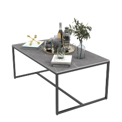 UNHO 40 Inch Rectangle Heavy Duty Marble Coffee Table Modern Coffee Table Durable Waterproof Side Table \w Sintered Stone-Top Sturdy Metal Leg For